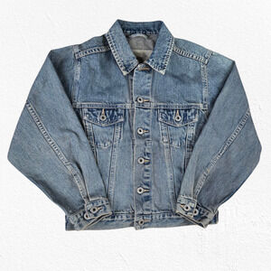 90s Vintage Arizona Classic Blue Wash Big Ring Denim Trucker Jacket Size Medium